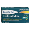CHEMISTS OWN DESLORATADINE ALLERGY & HAYFEVER 20 TABLETS thumbnail 1