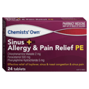 CHEMISTS OWN SINUS+ALLERGY & PAIN RELIEF PE 24 TABLETS thumbnail 1
