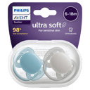 AVENT SOOTHER SOFT SMOOTH PLAIN AST 6-18MTHS+ 2 PACK thumbnail 1