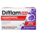 DIFFLAM PLUS ANAESTHETIC BLACKCURRANT SUGAR FREE 16 LOZENGES thumbnail 2