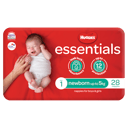 HUGGIES ESSENTIALS NAPPIES NEWBORN 28 PACK thumbnail 2