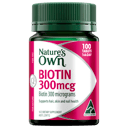 NATURES OWN BIOTIN 300MCG 100 TABLETS thumbnail 1