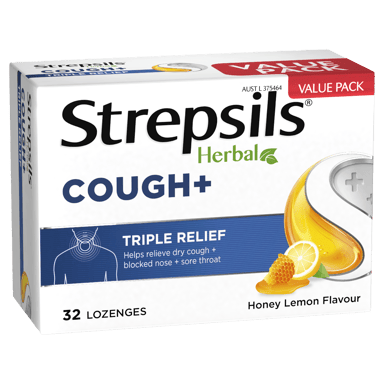 STREPSILS HERBAL COUGH  HONEY LEMON 32 LOZENGES
