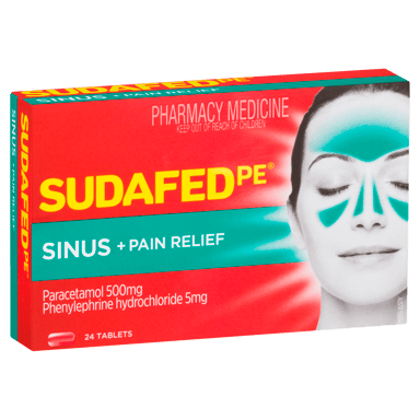 SUDAFED PE SINUS PAIN 24 TABLETS