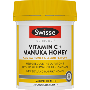 SWISSE VITAMIN C + MANUKA HONEY CHEWABLE TABLETS 120