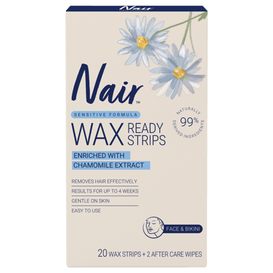 NAIR SOFT NATURAL WAX STRIPS MINI FACE & SMALL AREAS 20 PACK