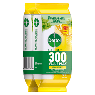 DETTOL MULTI PURPOSE CLEANING WIPES LEMON BURST 300 PACK