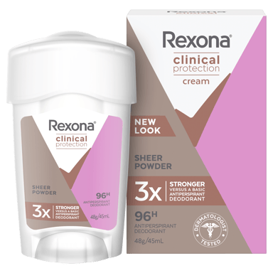 REXONA WOMEN CLINICAL ANTIPERSPIRANT CREAM POWDER PROTECT 96HR 45ML