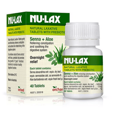 NU-LAX NATURAL FRUIT LAXATIVE SENNA & ALOE 40 TABLETS