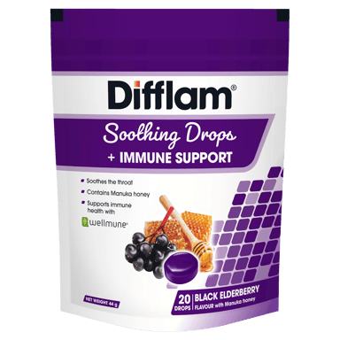 DIFFLAM+IMMUNE SUPPORT BLACK ELDERBERRY THROAT 20 LOZENGES