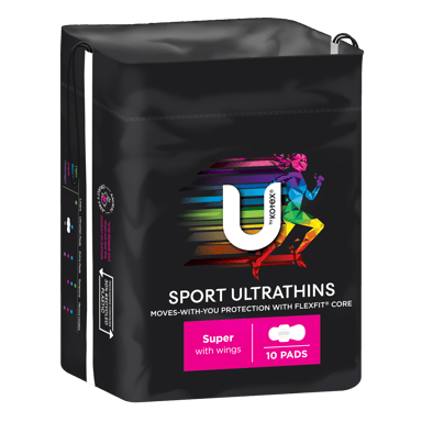 U BY KOTEX PADS SPORT ULTRATHIN SUPER WINGS 10 PACK