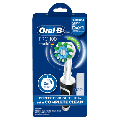 ORAL-B TOOTHPASTE PRO 100 POWER CROSSACTION BLACK + TRAVEL CASE