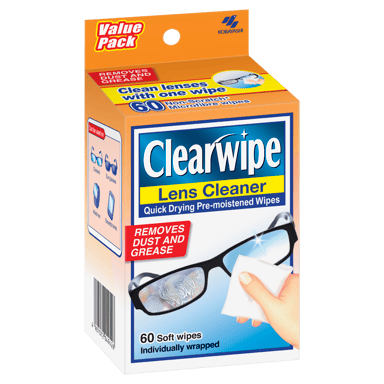 CLEARWIPE LENS CLEANER WIPES 60 PACK