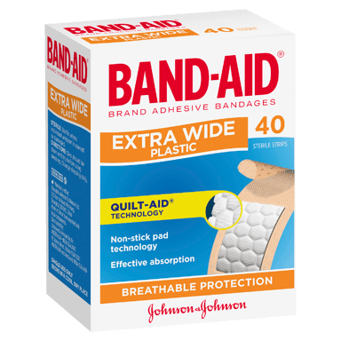 BAND-AID EXTRA WIDE PLASTIC STRIPS 40 PACK