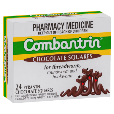 COMBANTRIN WORM TREATMENT CHOCOLATE SQUARES 24 PACK