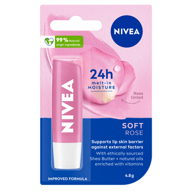NIVEA LIP BALM STICK SOFT ROSE 4.8G