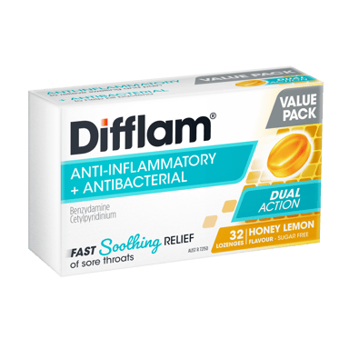 DIFFLAM DUAL ACTION HONEY LEMON 32 LOZENGES