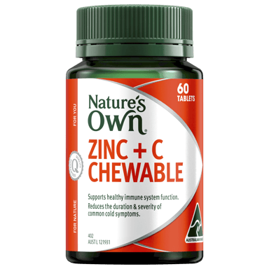 NATURES OWN ZINC + C CHEWABLE 60 TABLETS