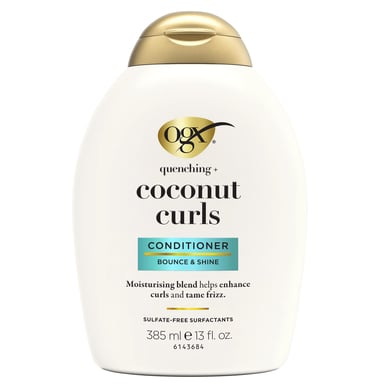 OGX QUENCHING +COCONUT FRIZZ DEFYING CURL STYLING CONDITIONER 385ML