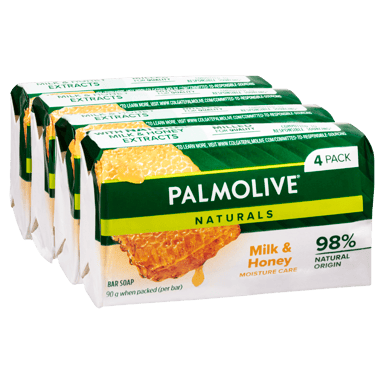 PALMOLIVE NATURALS BODY SOAP MILK & HONEY 90G 4 PACK