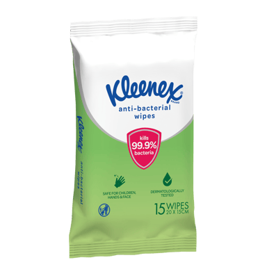 KLEENEX WIPES ANTIBACTERIAL TO-GO 15 PACK