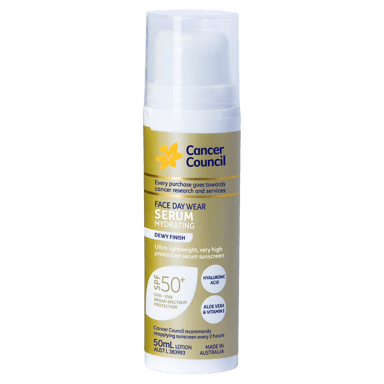 CANCER COUNCIL FACE SUNSCREEN SERUM HYDRATE PUMP SPF50+ 50ML