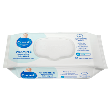 CURASH BABYCARE WIPES VITAMIN E 80 PACK