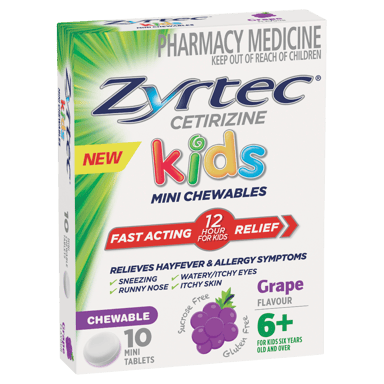 ZYRTEC KIDS 5MG GRAPE 10 CHEWABLE TABLETS