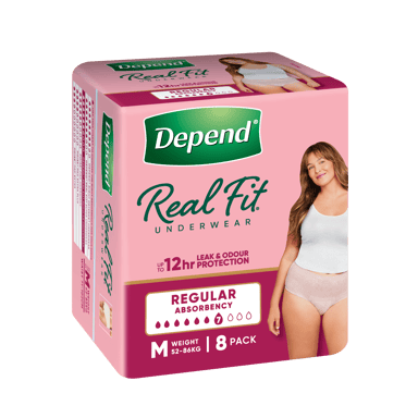 DEPEND WOMEN REAL FIT UNDERWEAR REGULAR 7D MEDIUM 8 PACK