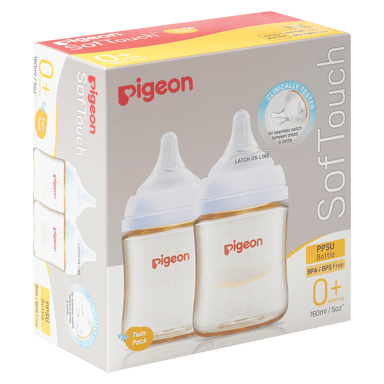 PIGEON BOTTLE SOFT TOUCH III PPSU 0+ MONTHS 160ML 2 PACK