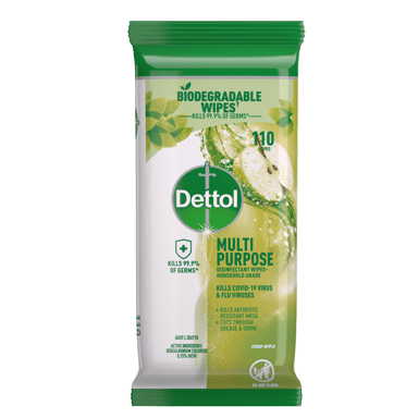 DETTOL MULTI PURPOSE CLEANING WIPES CRISP APPLE 110 PACK