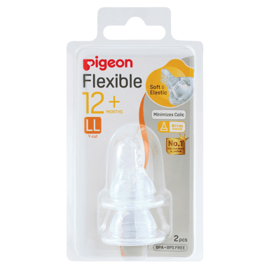 PIGEON TEAT FLEXIBLE PLUS SLIM NECK 12+ MONTHS Y-CUT 2 PACK