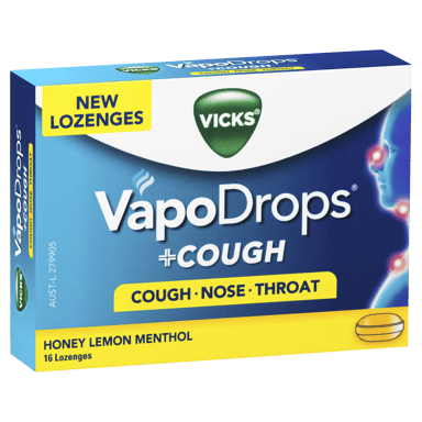 VICKS VAPODROPS+COUGH HONEY LEMON MENTHOL 16 PACK