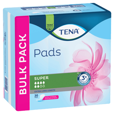 TENA PADS SUPER EXTRA COVERAGE 6D BULK 30 PACK