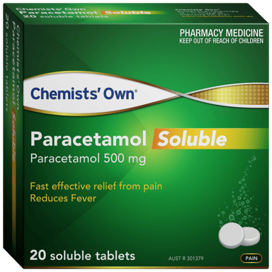 CHEMISTS OWN PARACETAMOL 500MG SOLUBLE  20 TABLETS