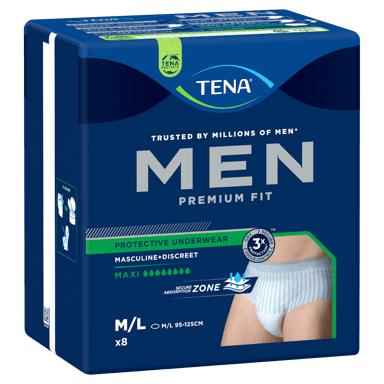 TENA MEN UNDERWEAR PROTECTIVE MAXI 8D MEDIUM/LARGE 8 PACK
