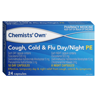 CHEMISTS OWN COUGH, COLD & FLU DAY/NIGHT PE 24 CAPLETS