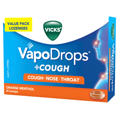 VICKS VAPODROPS+COUGH ORANGE MENTHOL 36 PACK