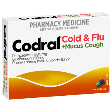 CODRAL PE COLD & FLU MUCUS COUGH 48 CAPSULES
