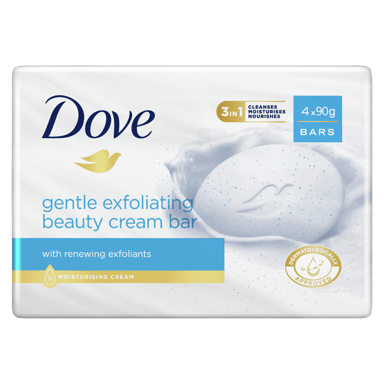 DOVE BEAUTY SOAP BAR SOFT PEELING EXFOLIATING 90G 4 PACK
