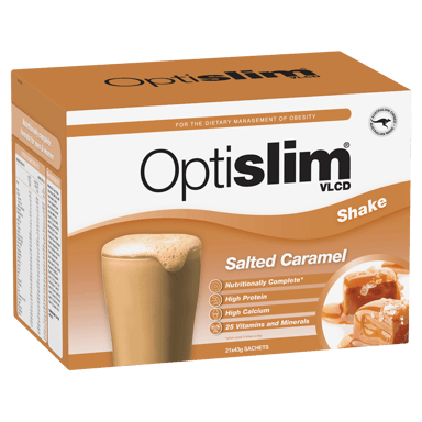 OPTISLIM VLCD SHAKE SALTED CARAMEL 43G 21 PACK