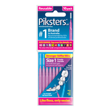 PIKSTERS INTERDENTAL BRUSH SIZE 1 PURPLE 10 PACK