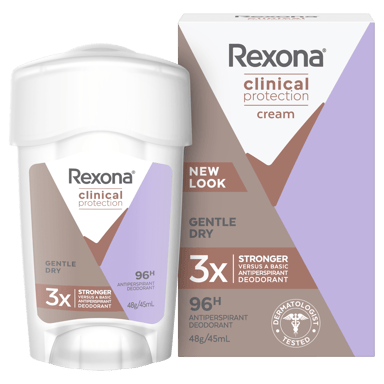 REXONA WOMEN CLINICAL ANTIPERSPIRANT CREAM GENTLE DRY 96HR 45ML
