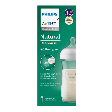AVENT NATURAL RESPONSE GLASS FEEDING BOTTLE 240ML
