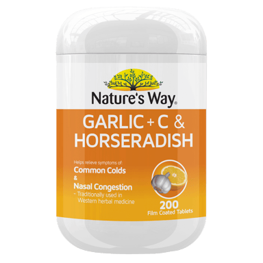NATURES WAY GARLIC + C & HORSERADISH 200 TABLETS