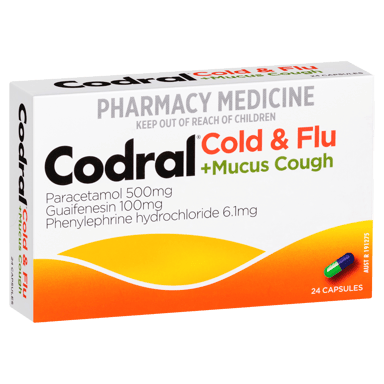 CODRAL PE COLD & FLU + MUCUS COUGH 24 CAPSULES