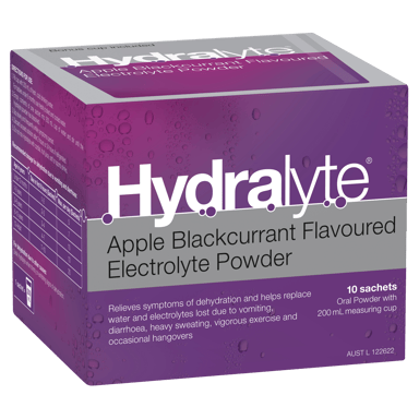 HYDRALYTE POWDER SACHETS APPLE BLACKCURRANT 10 PACK