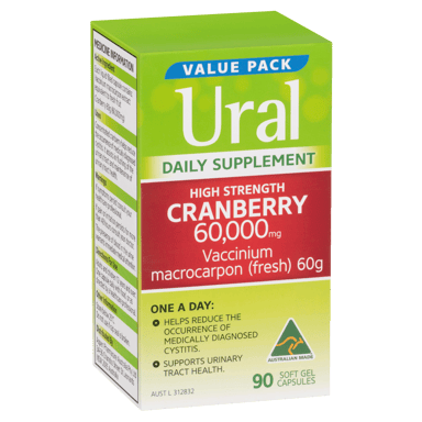 URAL HIGH STRENGTH CRANBERRY 60000MG CAPSULES 90