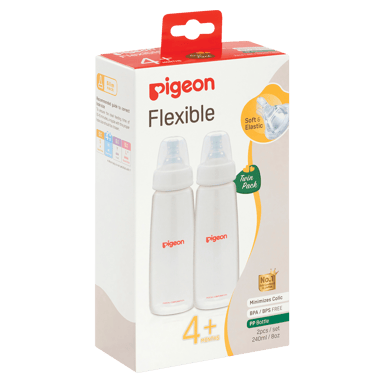 PIGEON BOTTLE SLIM NECK PERISTALTIC PP 240ML 2 PACK