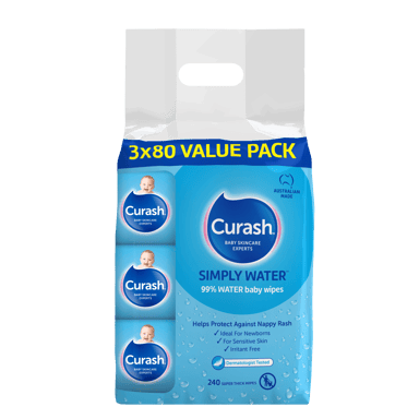 CURASH BABYCARE WIPES SIMPLY WATER 240 PACK